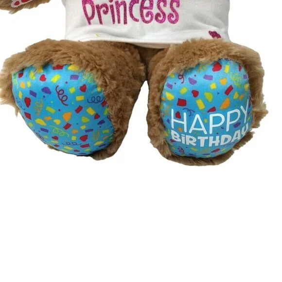 Build A Bear Workshop Brown Teddy Bear Plush Toy with Shirt Sings Happy Birthday - Picture 4 of 10